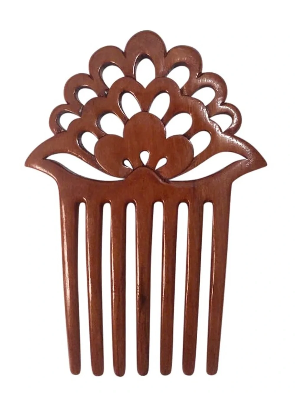 Handcrafted Lotus Flower made from Lychee Wood 7 Prongs Hair Fork